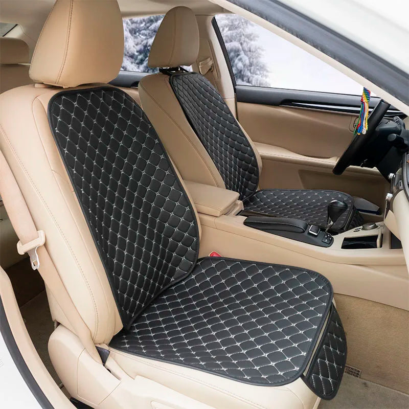 Black & White Stitching Flax Linen Universal Diamond Seat Covers