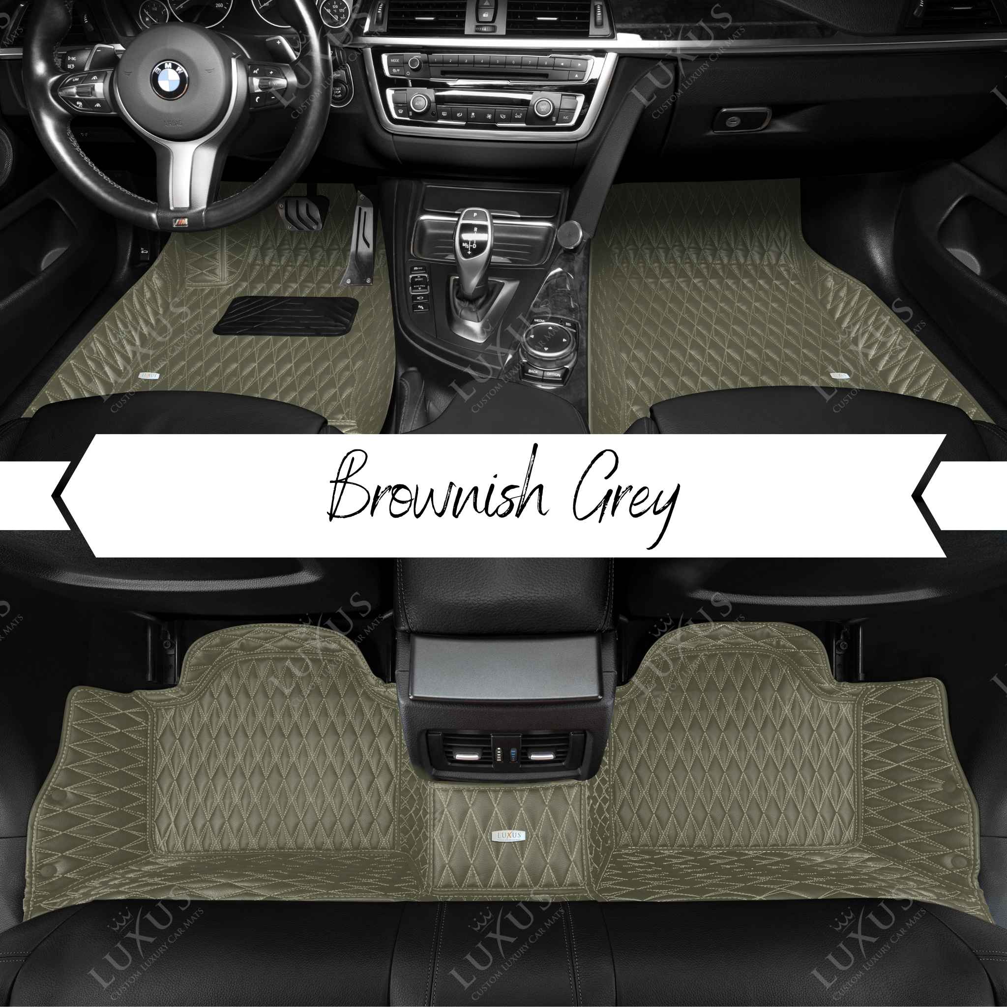 Twin-Diamond Brownish Grey Luxury Car Mats Set