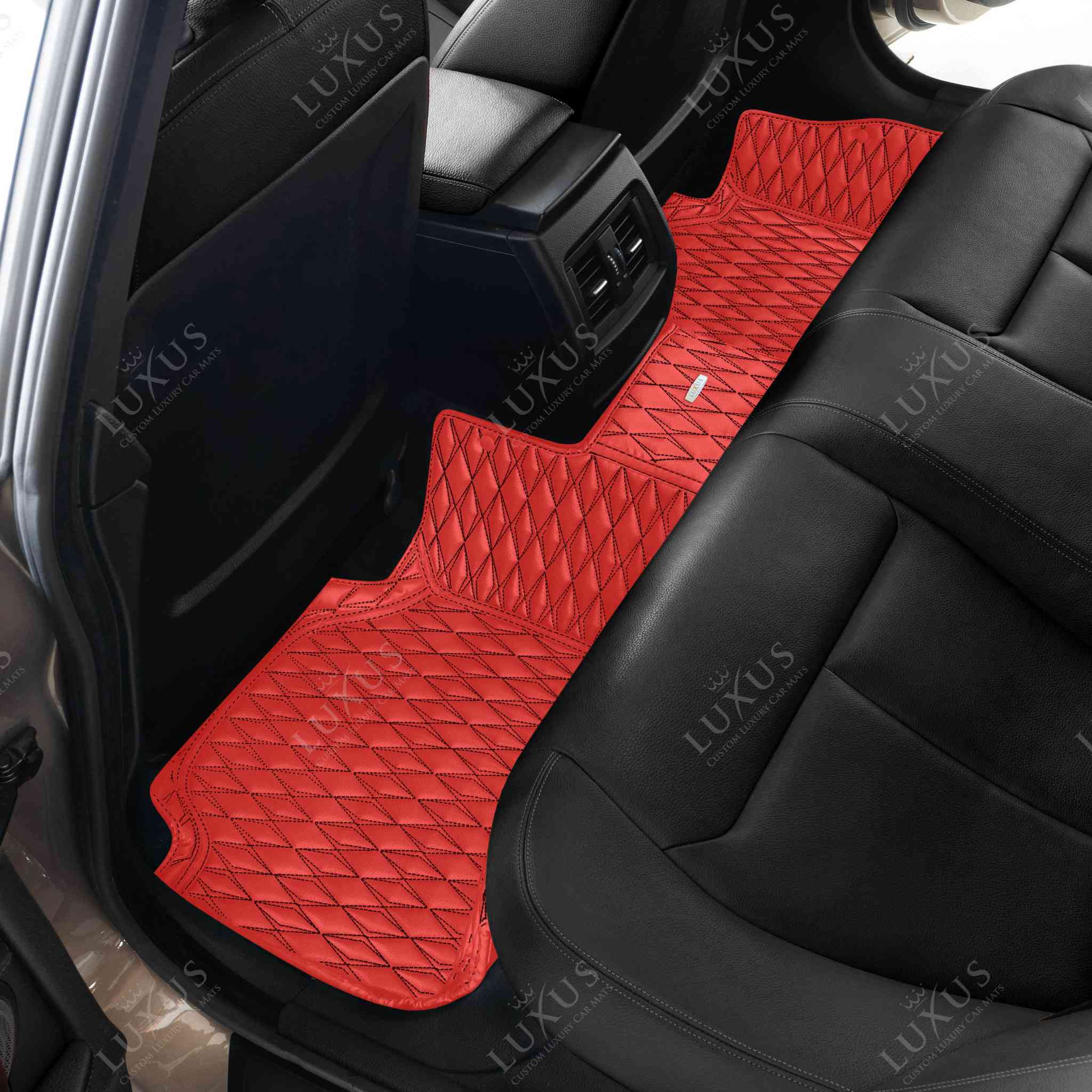 Twin-Diamond Ferrari Red Black Stitching Luxury Car Mats Set