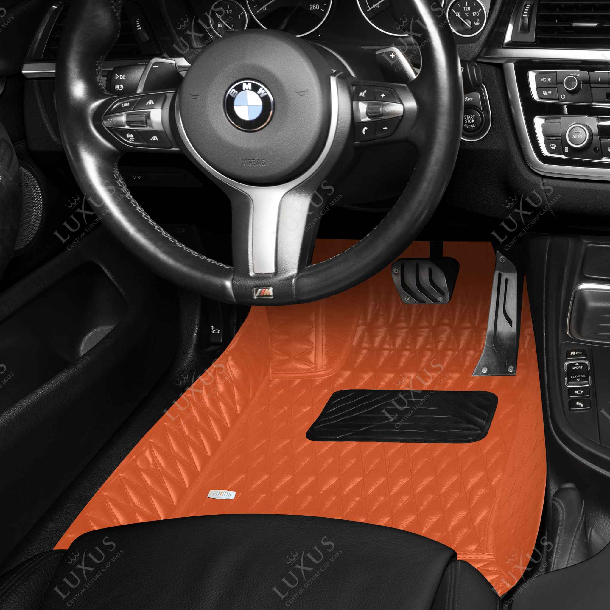 Twin-Diamond Fiery Orange Luxury Car Mats Set