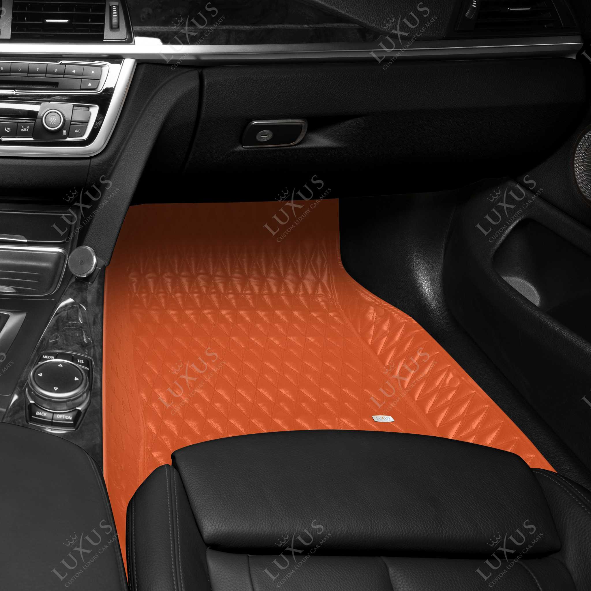 Twin-Diamond Fiery Orange Luxury Car Mats Set