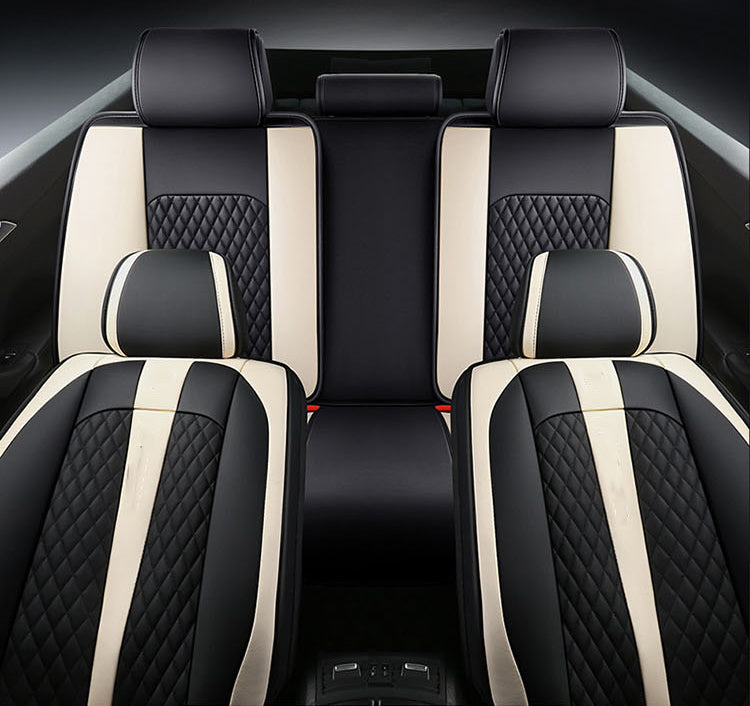 Black & Emerald Green Eco-Leather Universal Diamond Stitching Luxury Seat Covers