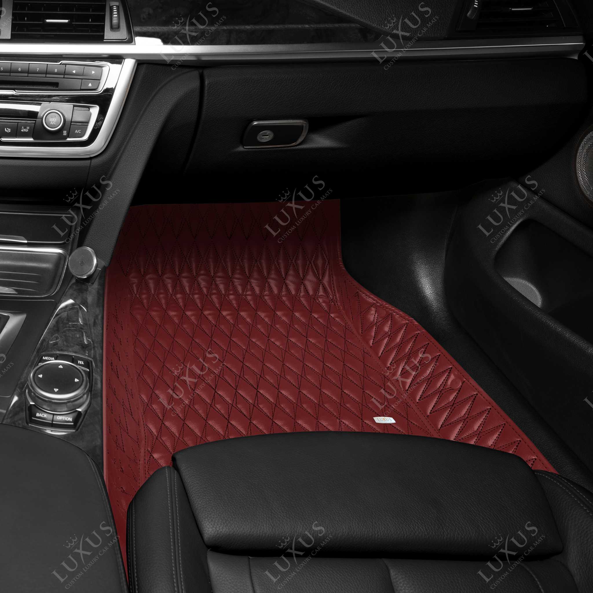 Twin-Diamond Wine Red Luxury Car Mats Set