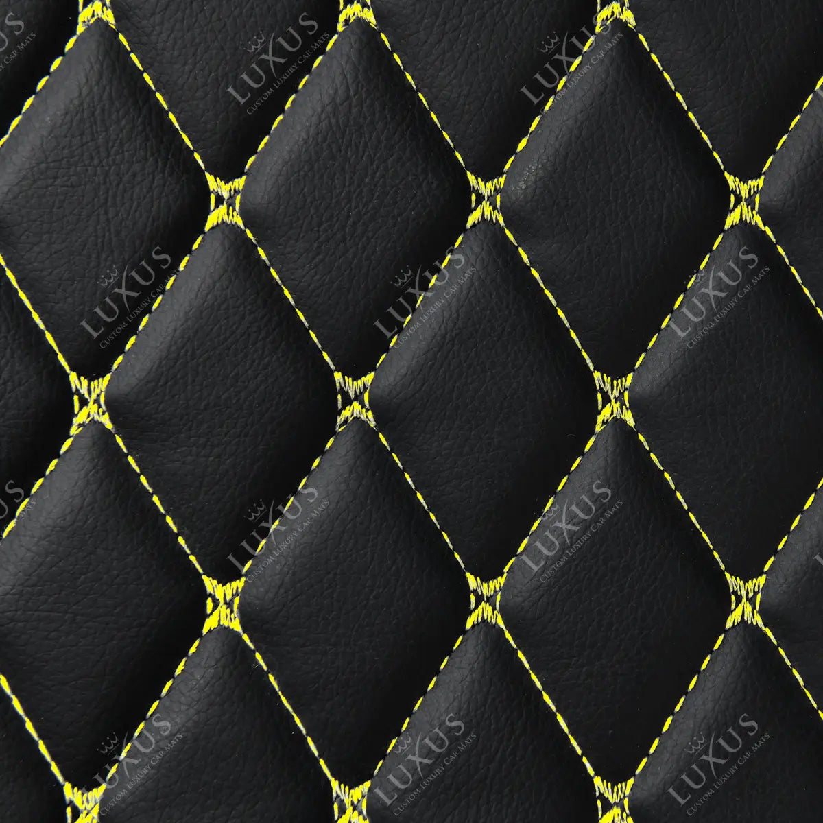 Black & Yellow Stitching 3D Diamond Luxury Boot/Trunk Mat