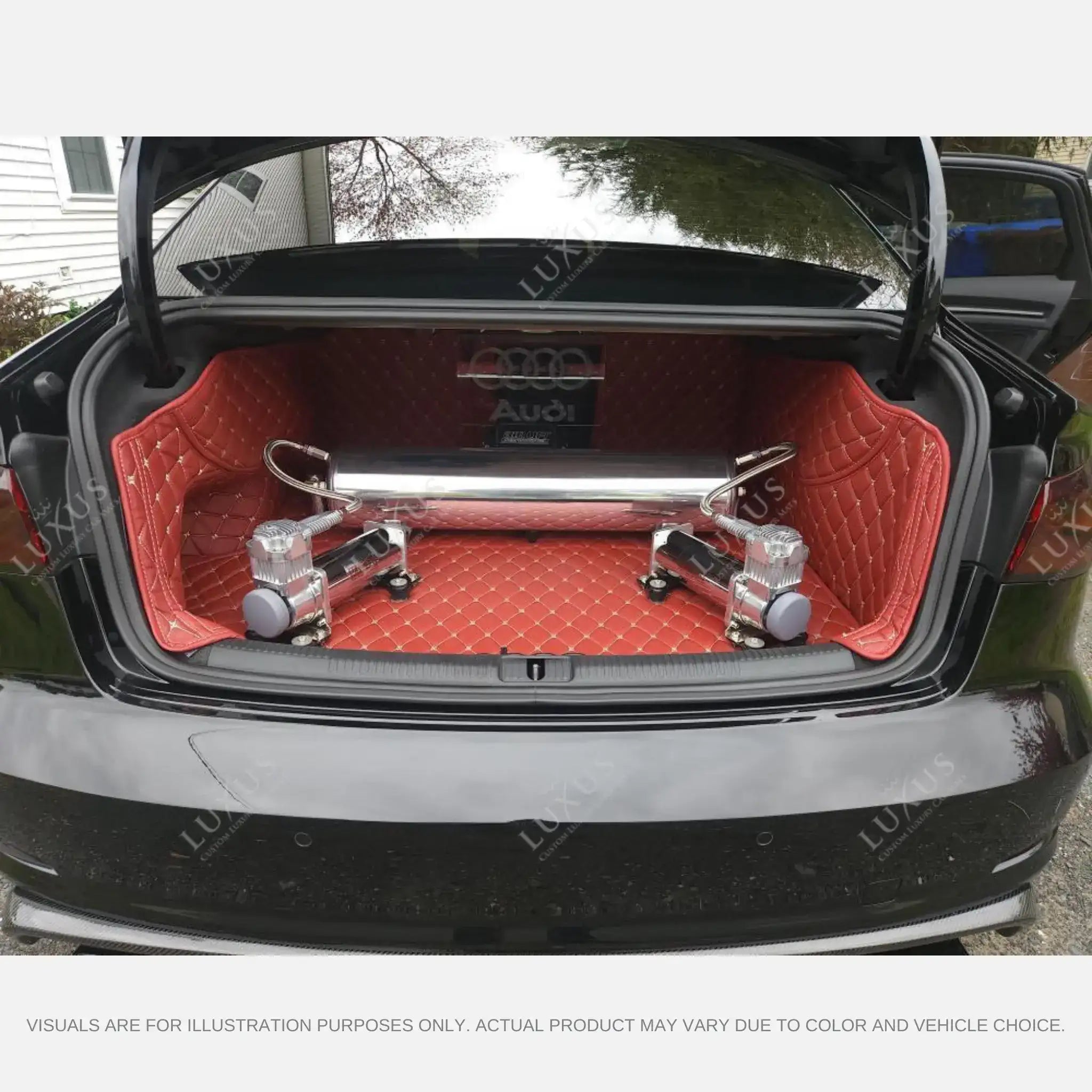 Luxus Car Mats™ - Alfombrilla para maletero/maletero de cuero de lujo en 3D marrón chocolate