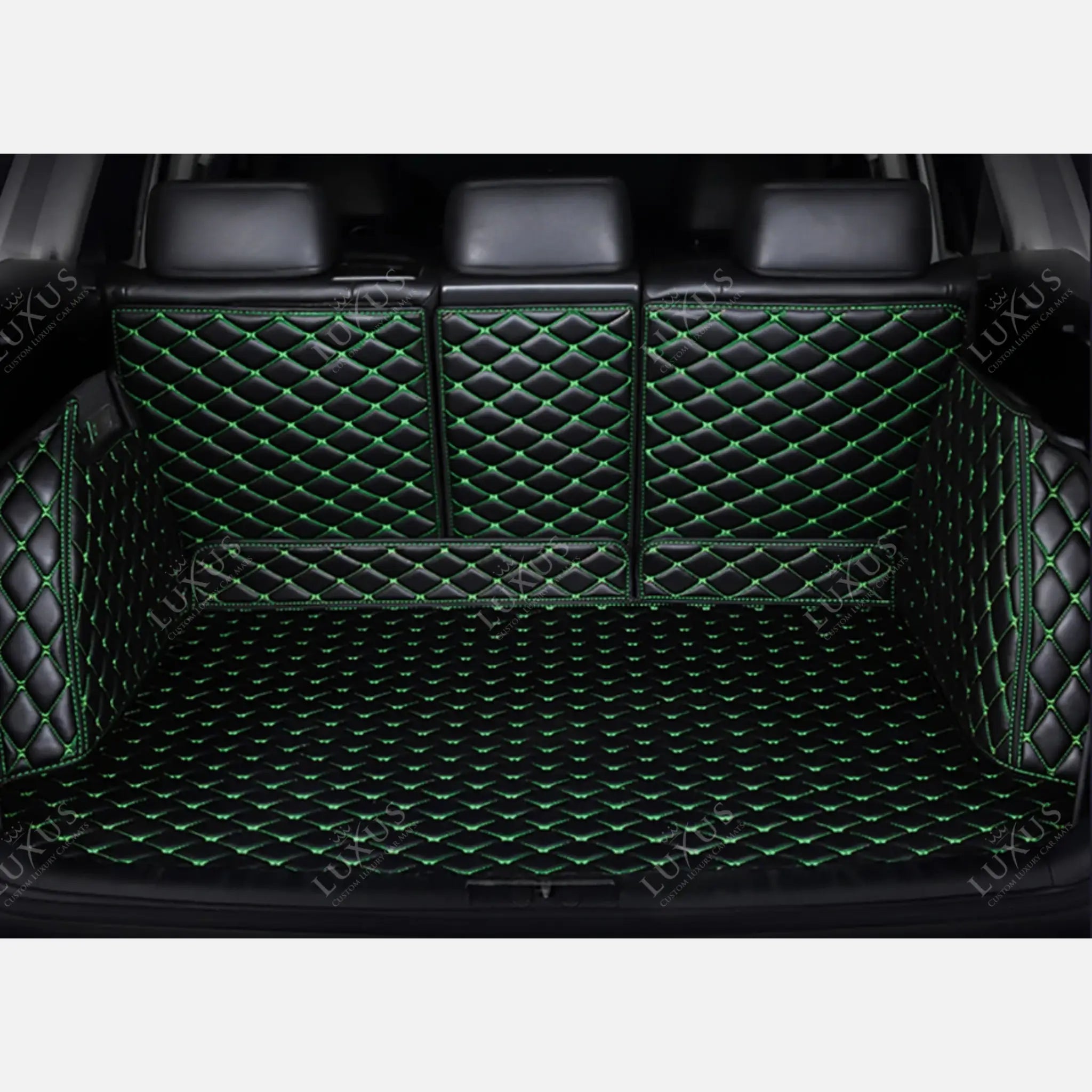 Black & Green Stitching 3D Diamond Luxury Boot/Trunk Mat