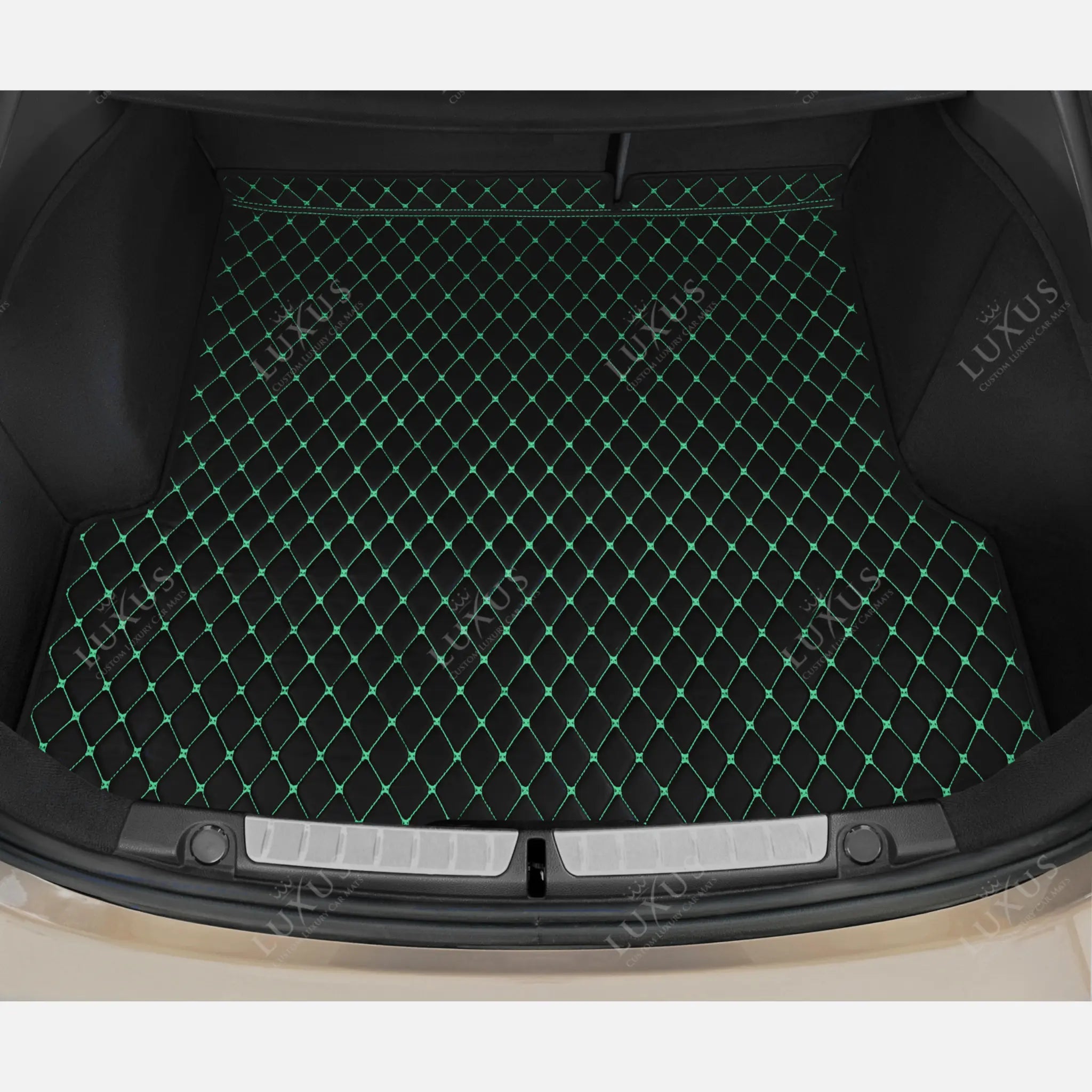 Black & Green Stitching Diamond Luxury Boot/Trunk Mat
