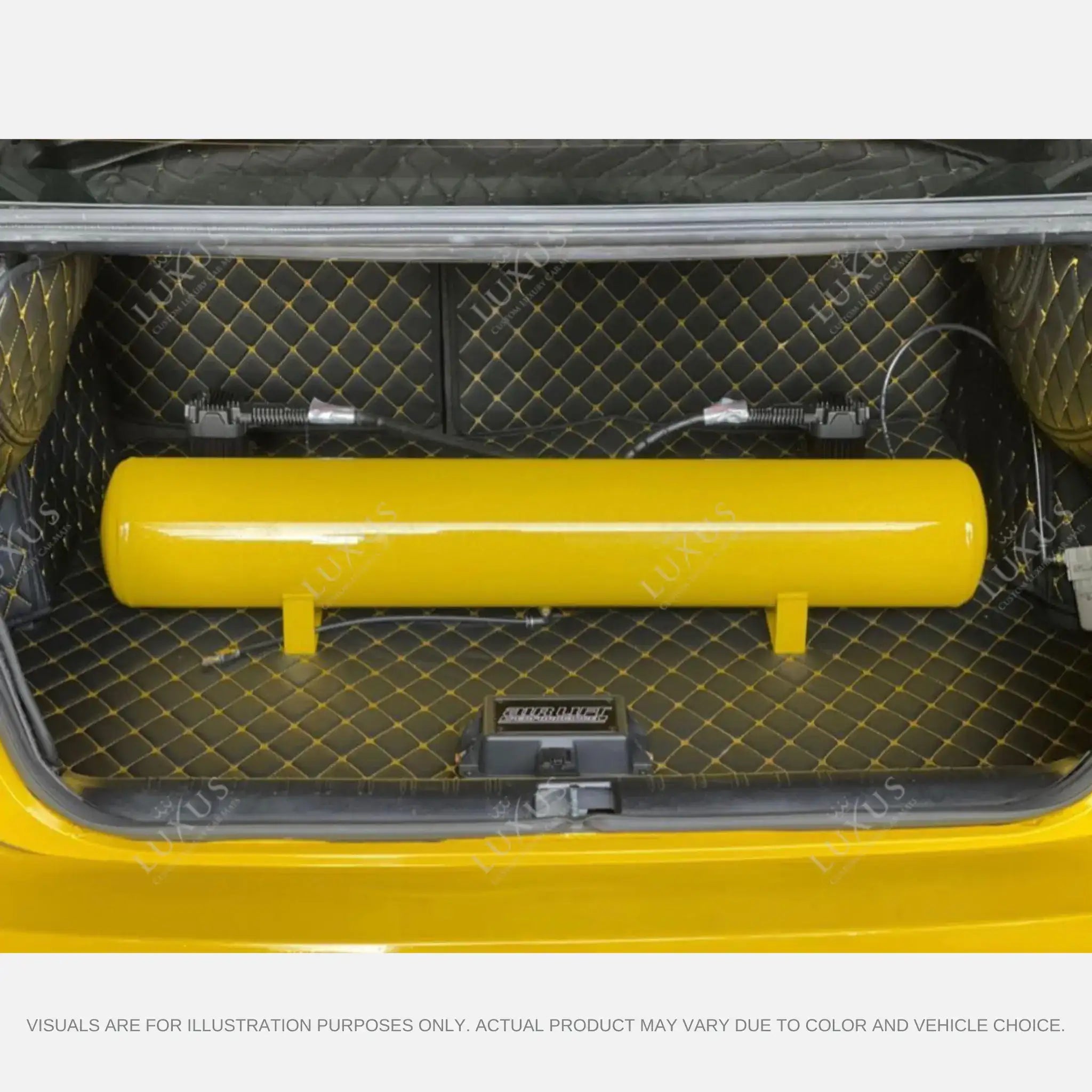 Luxus Car Mats™ - Tapete para maletero/maletero de cuero de lujo con costuras en 3D en negro y azul